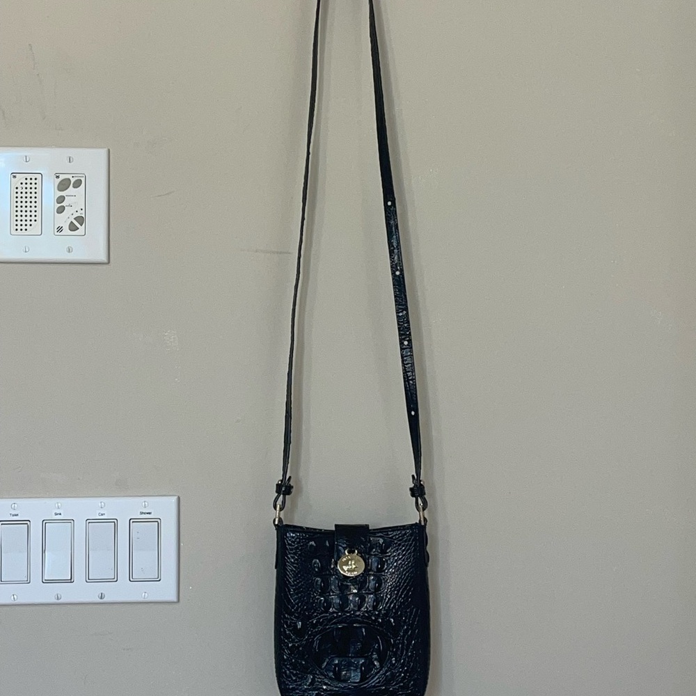 Brahmin Black Crock Textured Crossbody Bag